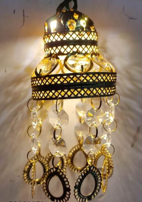 Electric Opearted Fully Assembled Gold Chandeliers & Pendant Lights - Free Size, Gold, Pendent Light, Pack of1